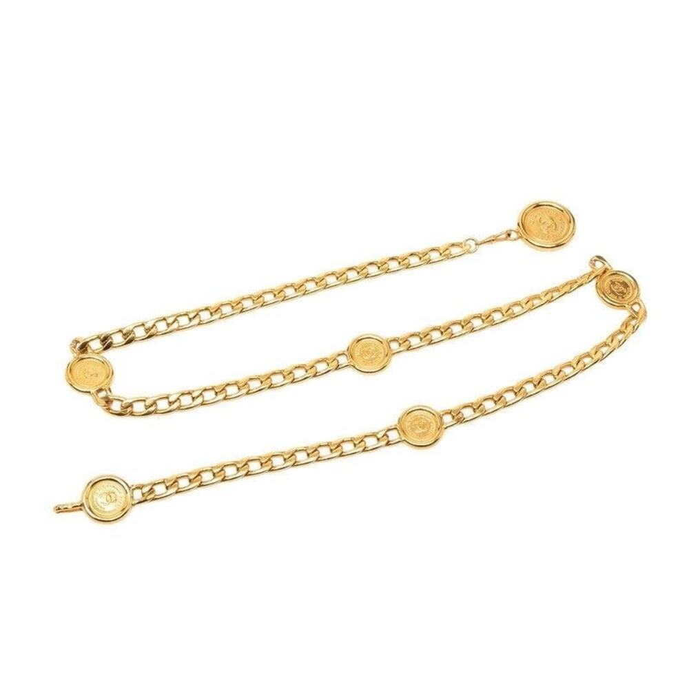 Chanel CC Logo Coin Chain Belt Gold Plated